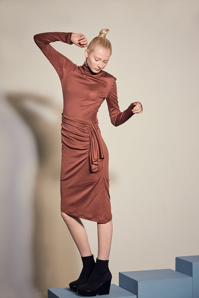 CRESSIDA SILK COTTON JERSEY DRESS 6 / Blue Grey CRESSIDA SILK COTTON JERSEY DRESS 6 / Blue Grey