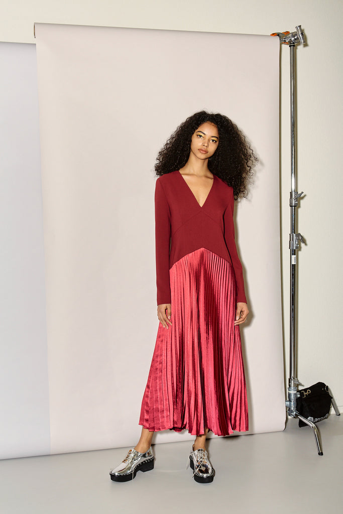 PAINTER WASHED SATIN PLEATED DRESS 0 / Midnight PAINTER WASHED SATIN PLEATED DRESS 0 / Midnight