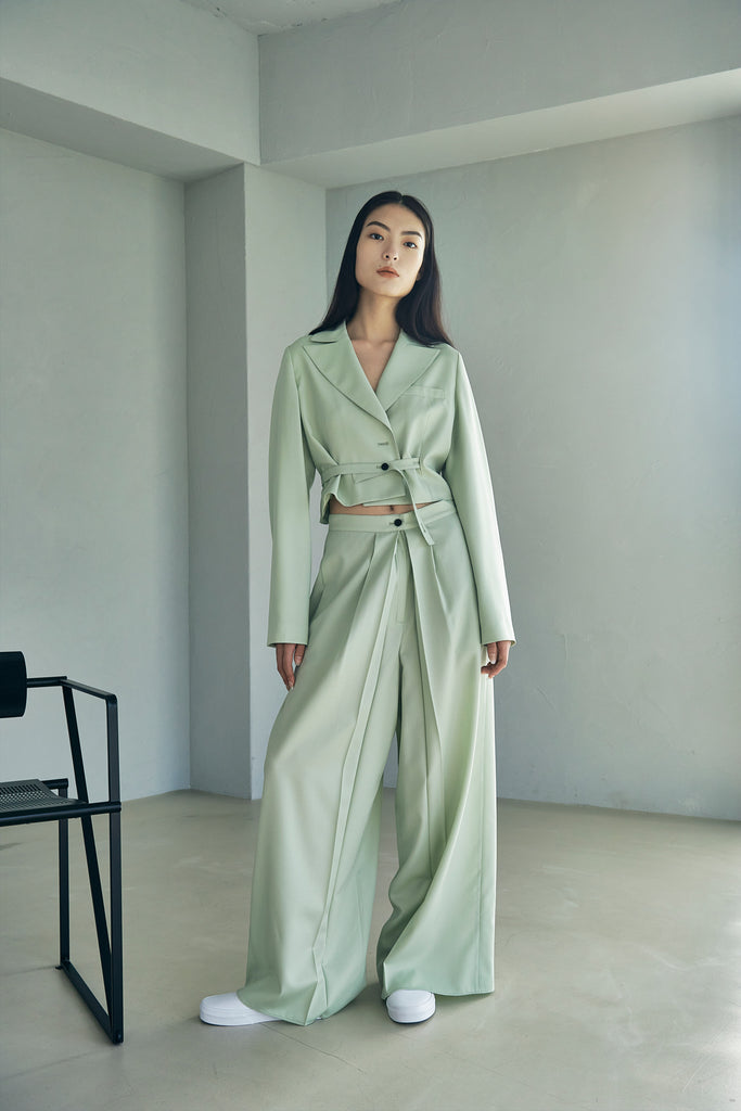 Cropped Light Green Long Coat MAX MARA SFILATA Light Green Women's
