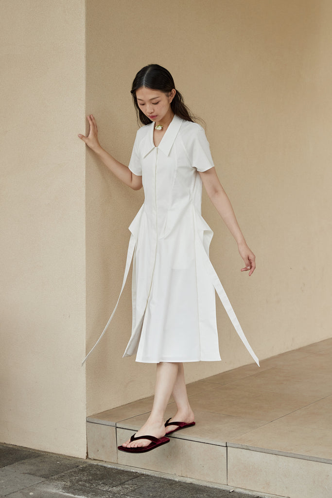 cotton poplin dress women Blue Cotton Poplin Sleeveless Paneled Maxi Dress Custom Size (Free) / Tall (5'7" and above)