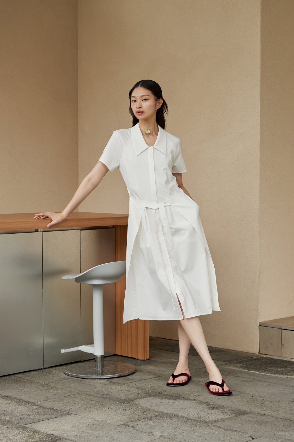 BRANCUSI COTTON POPLIN DRESS 0 / Navy