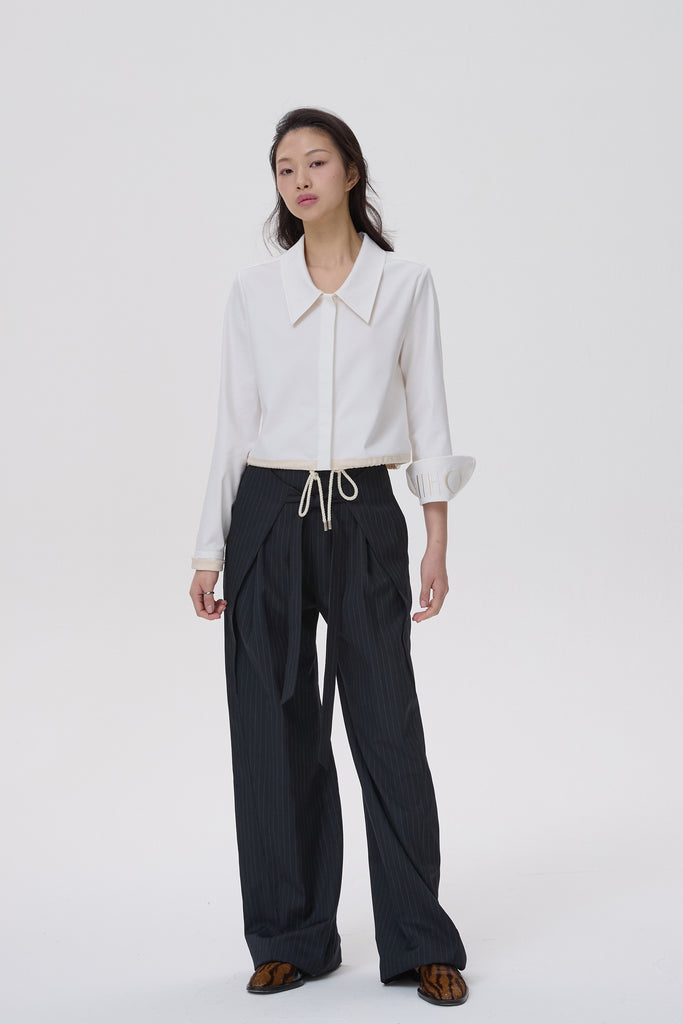 HYE DRAWSTRING CROPPED SHIRT