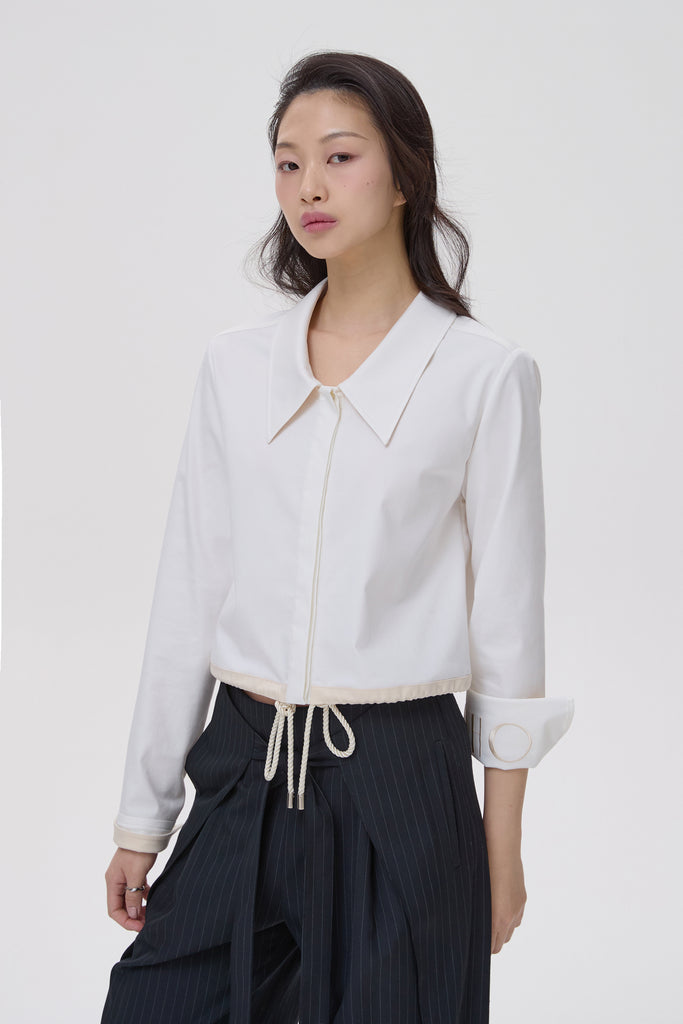 HYE DRAWSTRING CROPPED SHIRT