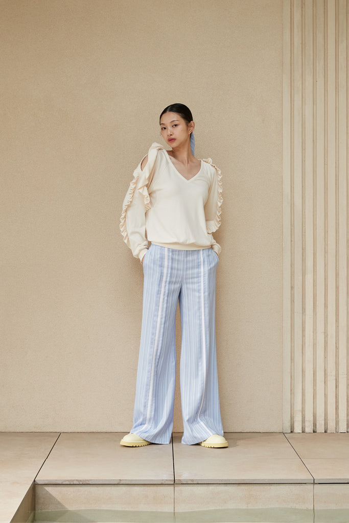 GESSO BLUE STRIPE JACQUARD PANTS