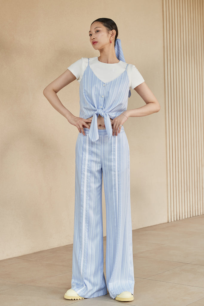 MUELLE BLUE STRIPE JACQUARD TOP