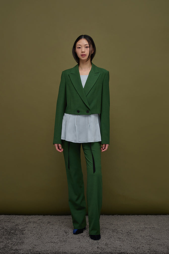 ALAATO CROPPED TWILL CREPE JACKET