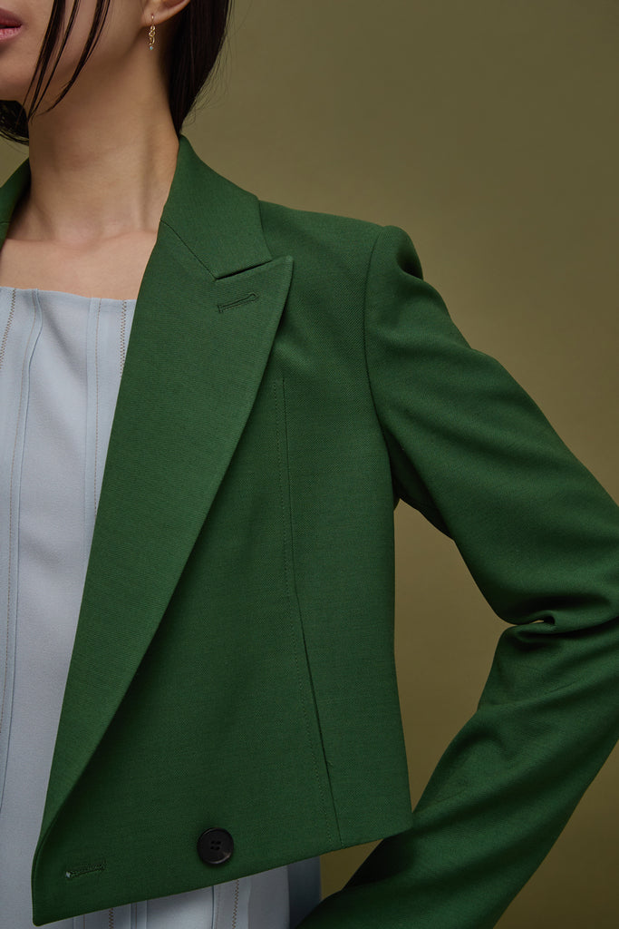 ALAATO CROPPED TWILL CREPE JACKET
