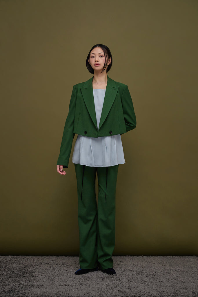 ALAATO CROPPED TWILL CREPE JACKET