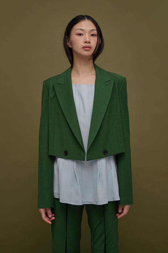 ALAATO CROPPED TWILL CREPE JACKET