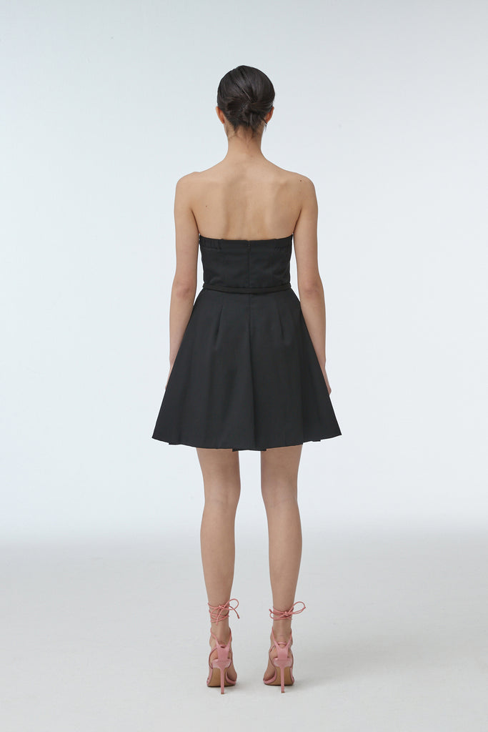 ALANA TROPICAL WOOL STRAPLESS DRESS 6 / Black