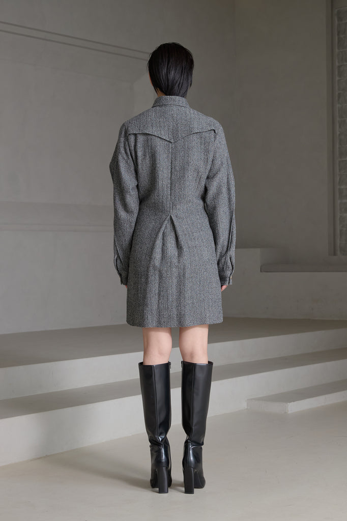 EDITA WOOL HERRINGBONE COAT DRESS