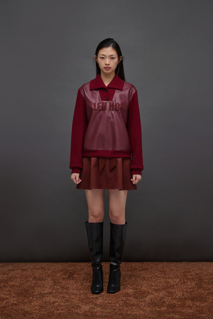 LEHHO VEGAN LEATHER SWEATER
