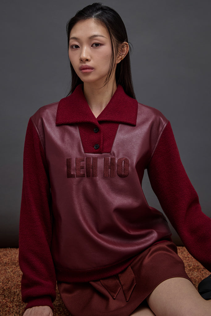 LEHHO VEGAN LEATHER SWEATER