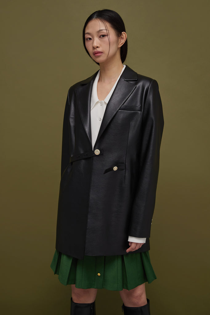 PAPER OVERSIZED VEGAN LEATHER JACKET