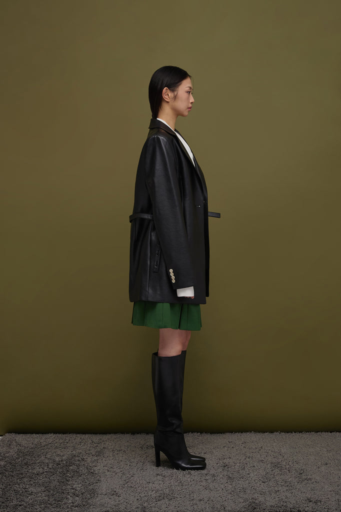 PAPER OVERSIZED VEGAN LEATHER JACKET