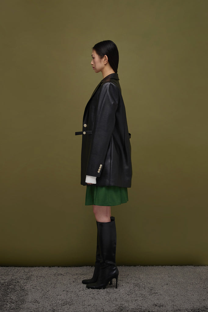 PAPER OVERSIZED VEGAN LEATHER JACKET