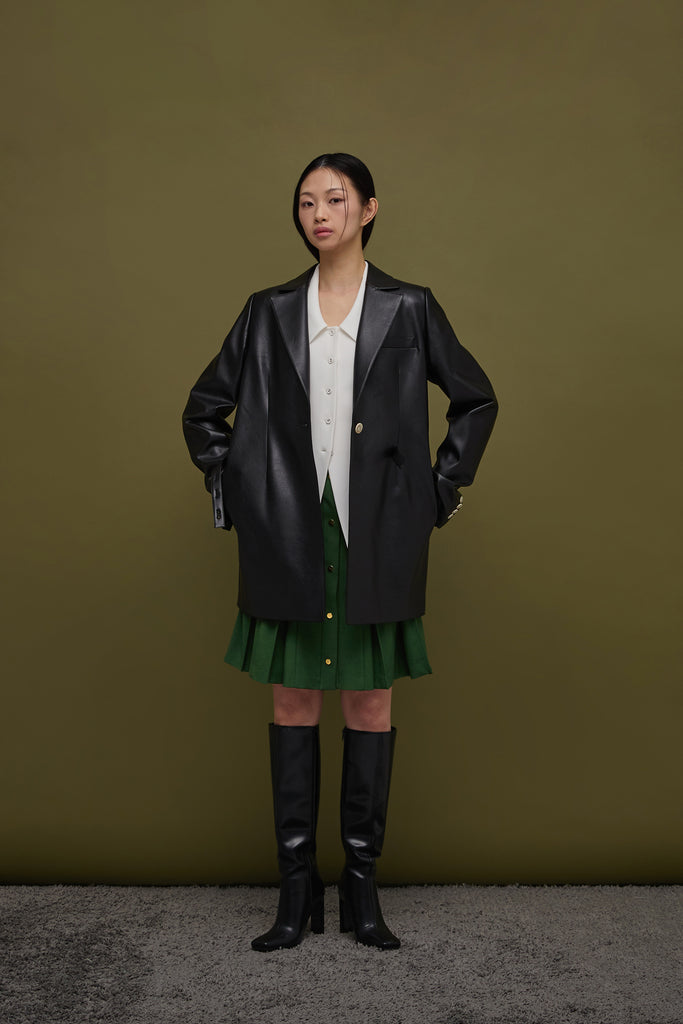 PAPER OVERSIZED VEGAN LEATHER JACKET