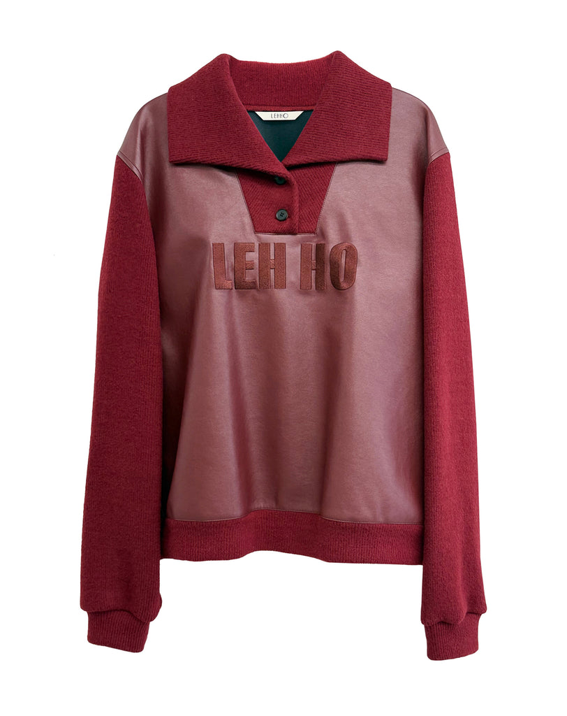 LEHHO VEGAN LEATHER SWEATER