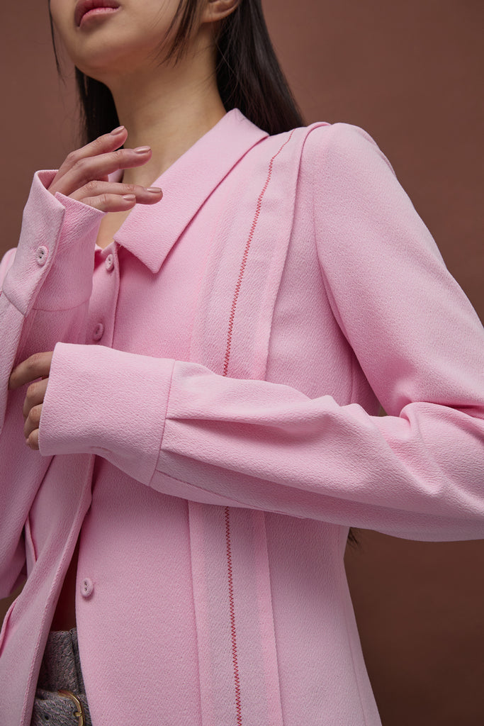 VILAMOURA TEXTURED CREPE LONG SLEEVE SHIRT
