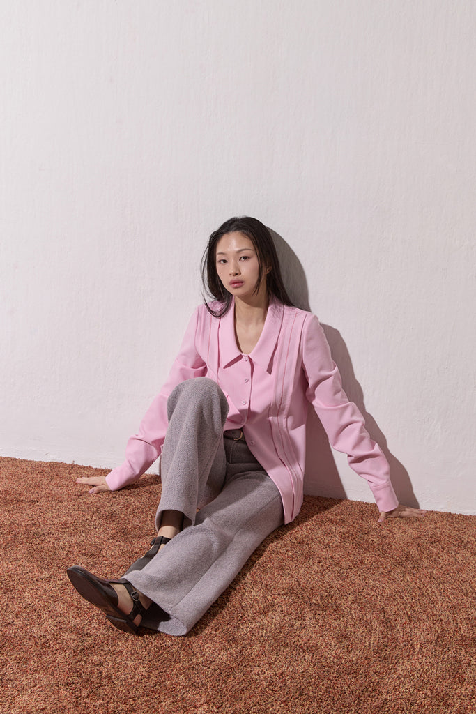 VILAMOURA TEXTURED CREPE LONG SLEEVE SHIRT
