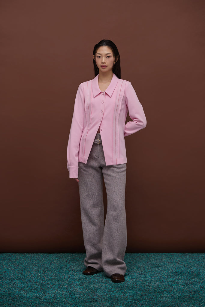 VILAMOURA TEXTURED CREPE LONG SLEEVE SHIRT