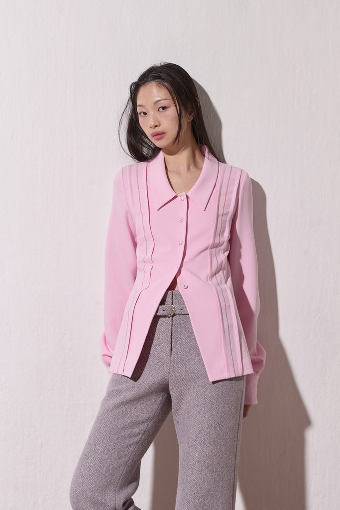 VILAMOURA TEXTURED CREPE LONG SLEEVE SHIRT