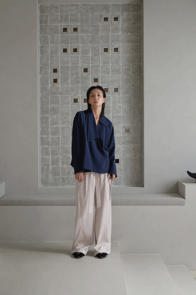 LEHH'O' GEORGETTE CREPE CADY WRAP BLOUSE