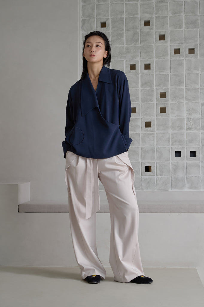 LEHH'O' GEORGETTE CREPE CADY WRAP BLOUSE