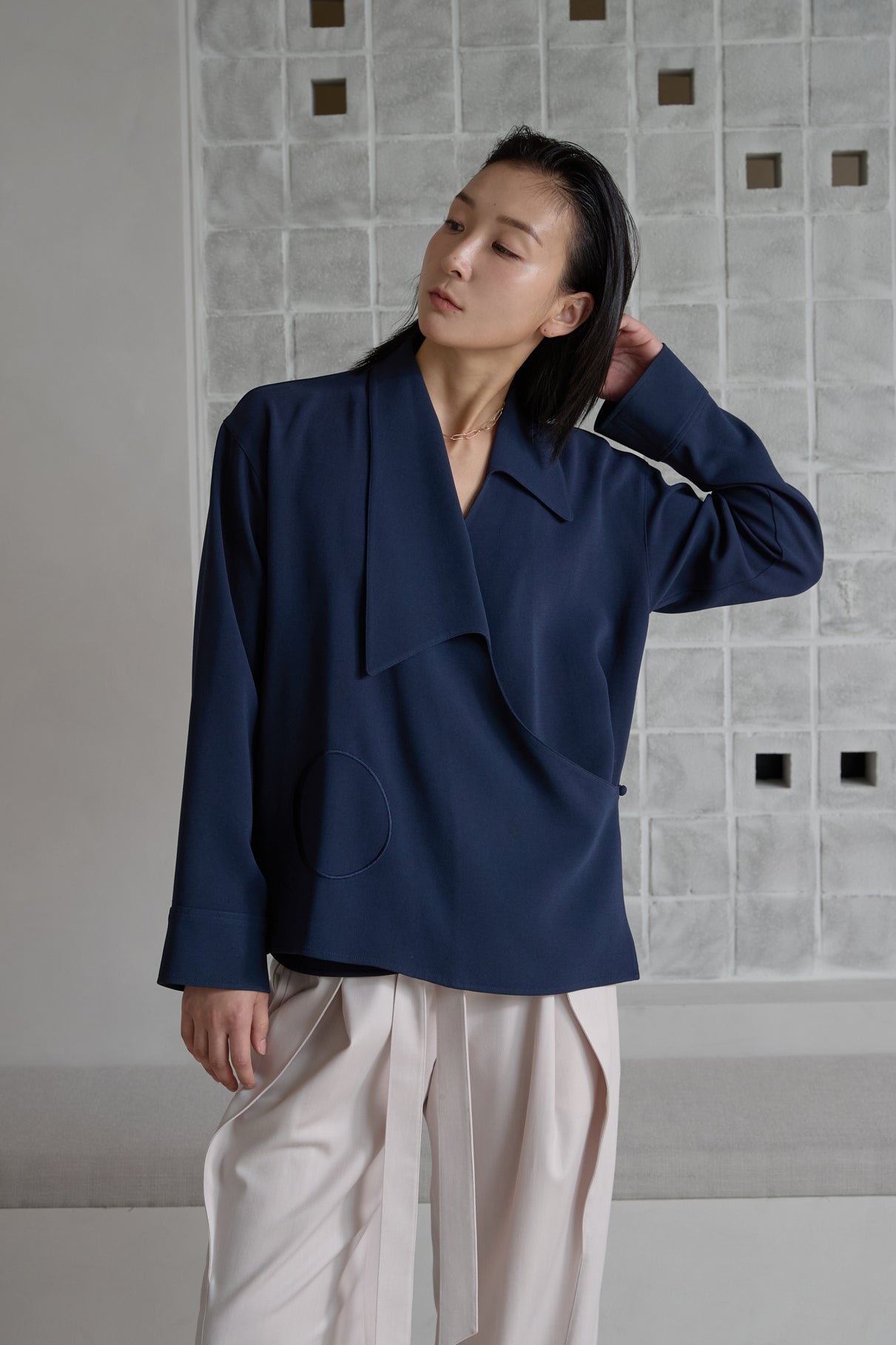 LEHH'O' GEORGETTE CREPE CADY WRAP BLOUSE | LEHHO
