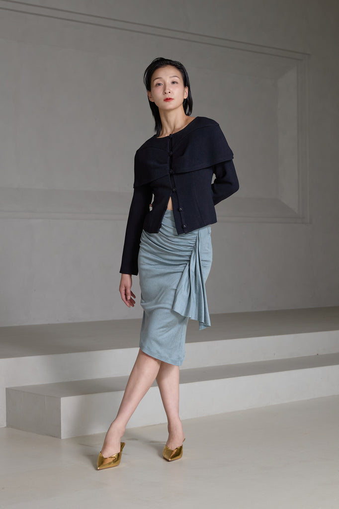 CRESSIDA SILK COTTON JERSEY SKIRT