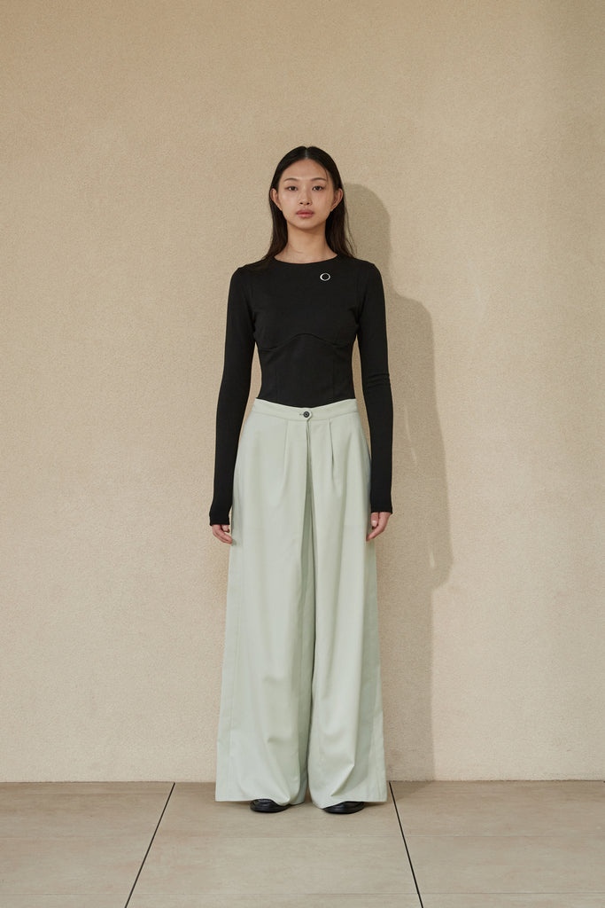 PAPER TROPICAL WOOL WIDE LEG PANTS