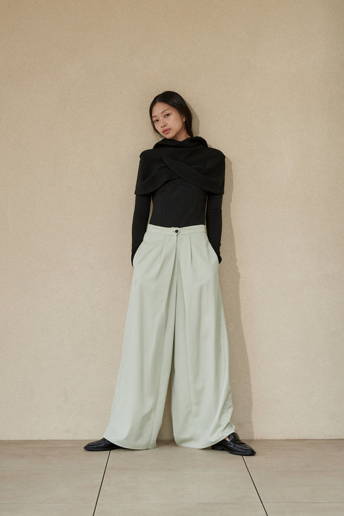 PAPER TROPICAL WOOL WIDE LEG PANTS