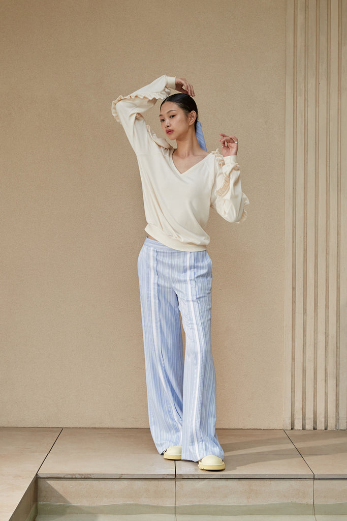 GESSO BLUE STRIPE JACQUARD PANTS