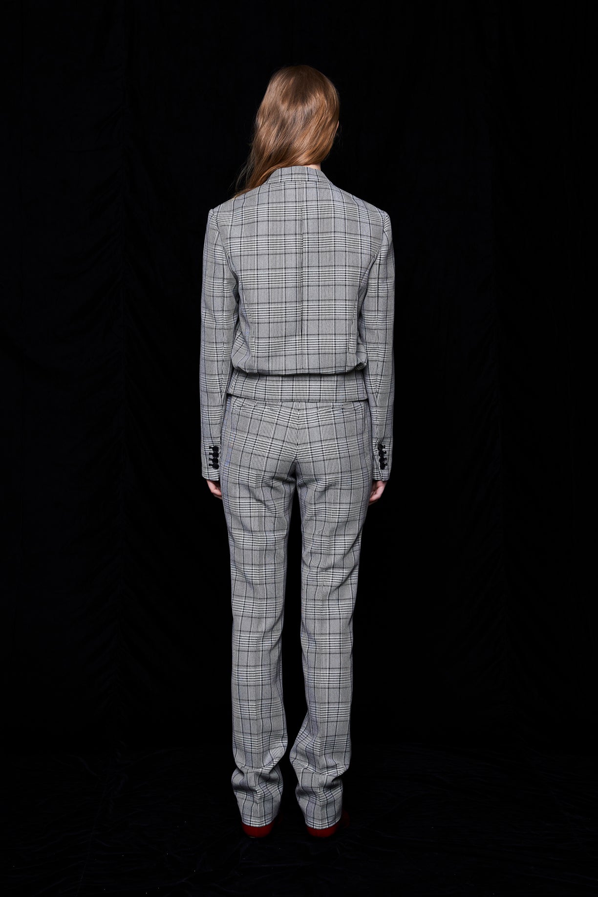 BRITT GLEN CHECK WOOL-BLEND PANTS | LEHHO