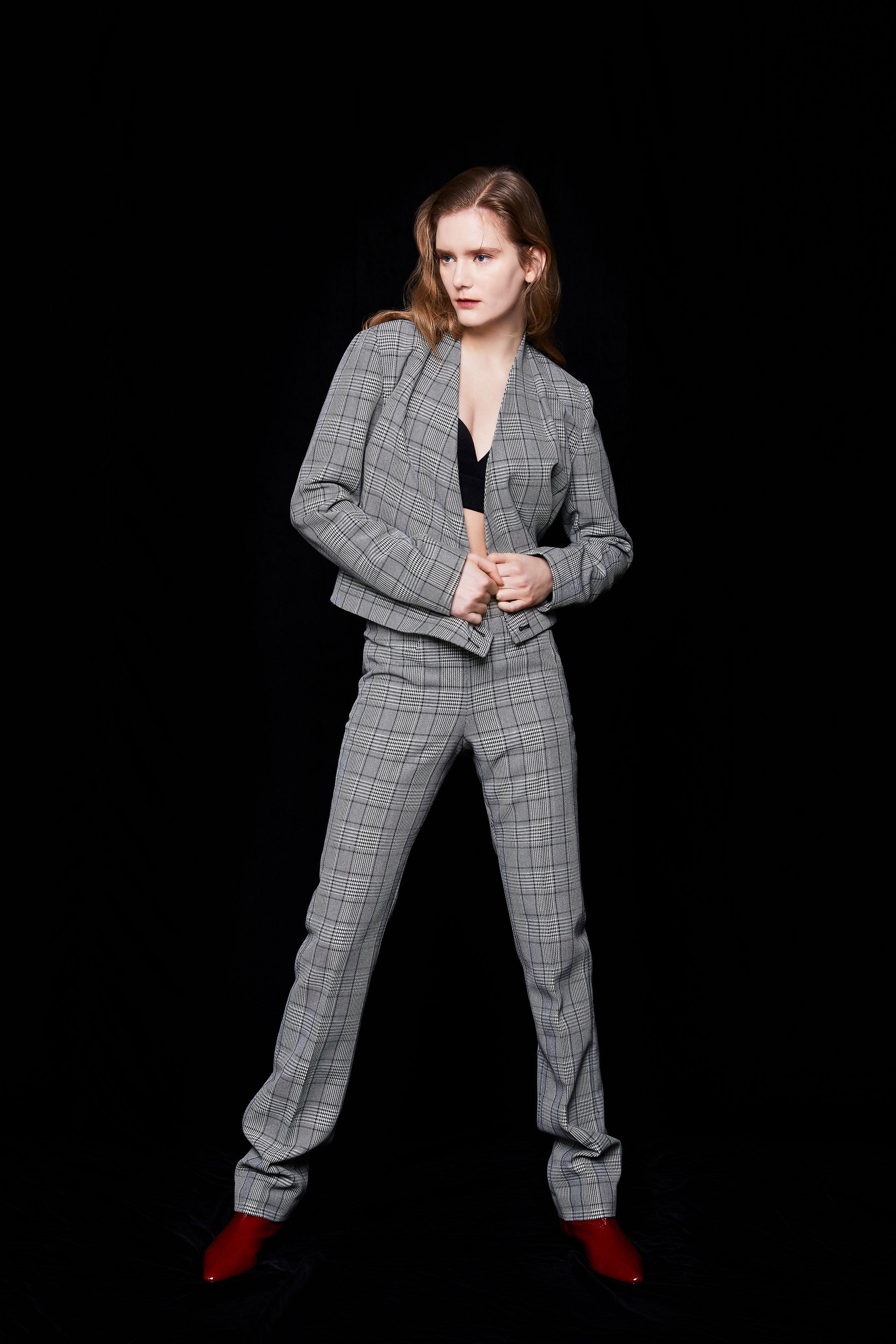COMFORTABLE REASON, Wool Glencheck Slacks – notwonderstore