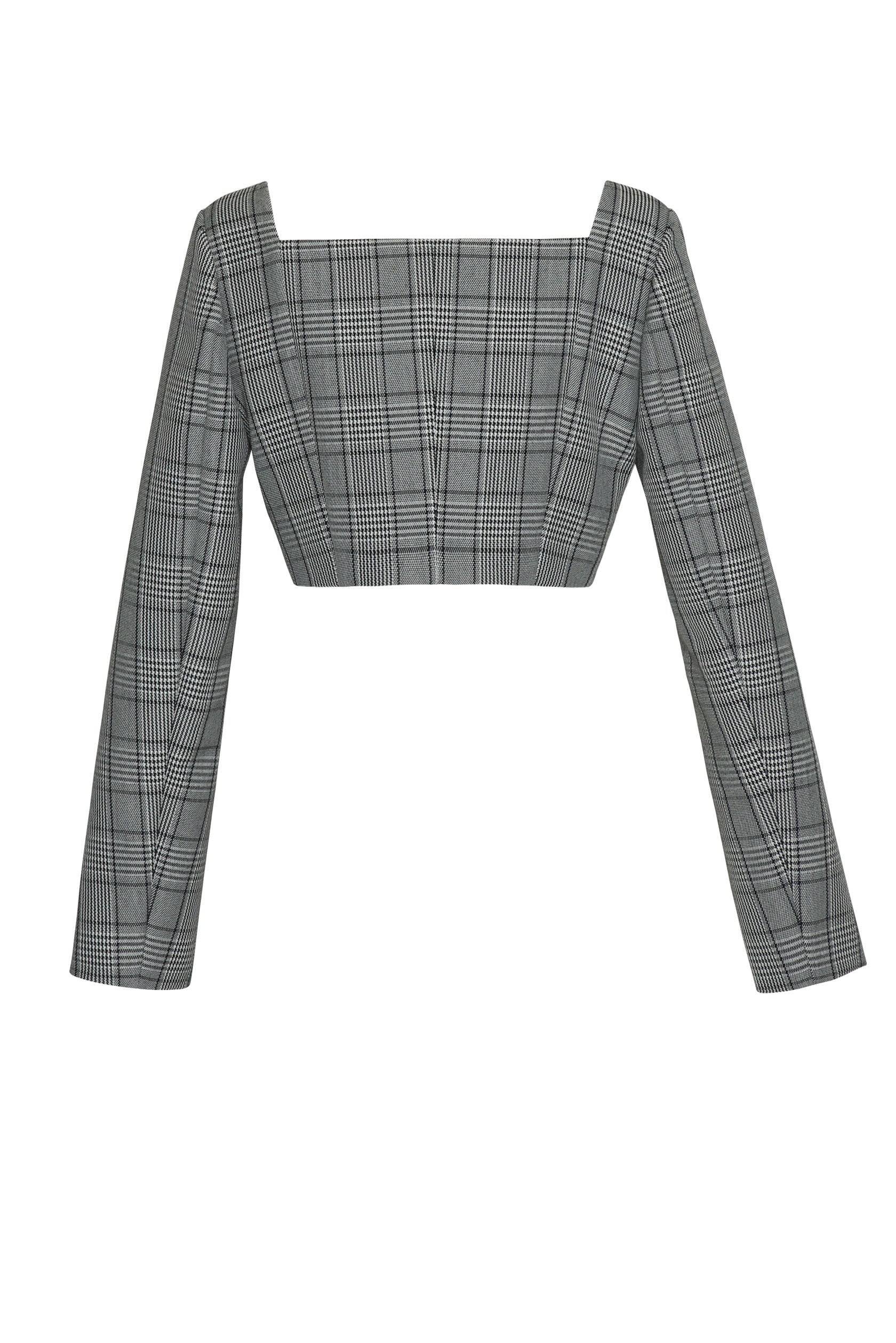 CARLA GLEN CHECK WOOL-BLEND CROP TOP | LEHHO
