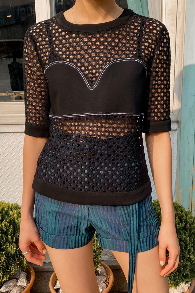 LATTICE LACE TOP