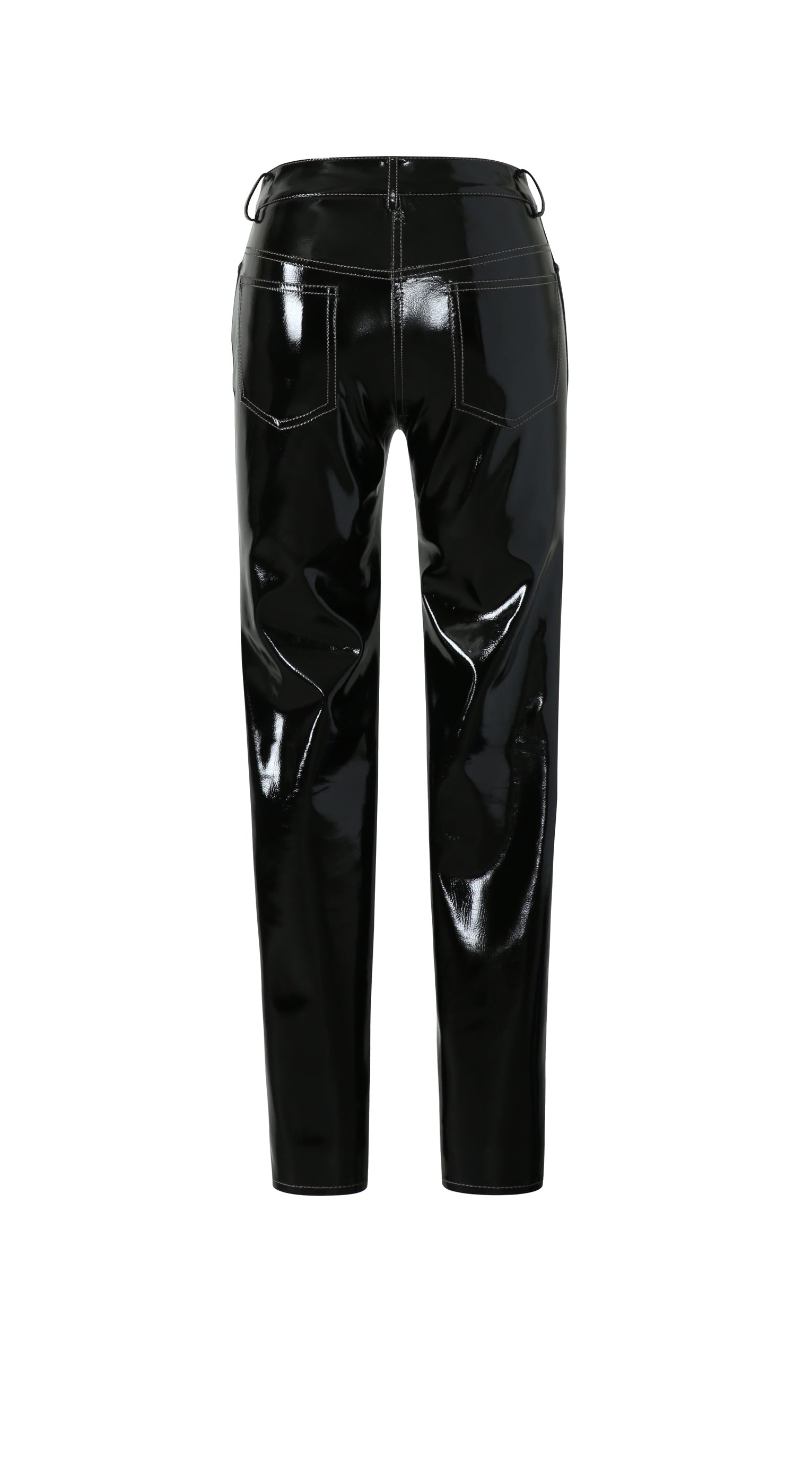 Women's High Waist Side Slit Bootcut Vegan Leather Pants