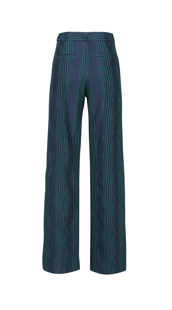 WOODCUT JACQUARD WIDE LEG PANTS