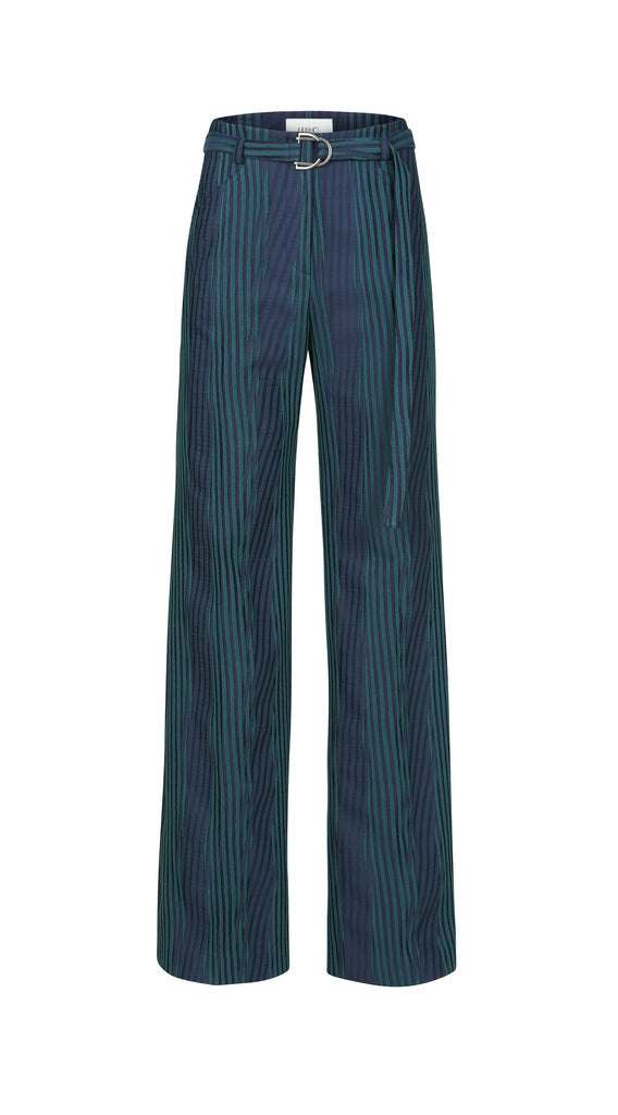 WOODCUT JACQUARD WIDE LEG PANTS